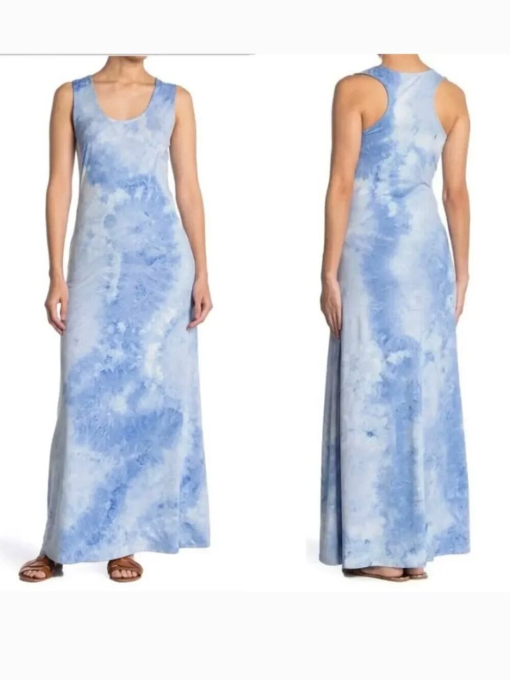 West Kei Blue Tie Dye Tank Maxi Dress Small